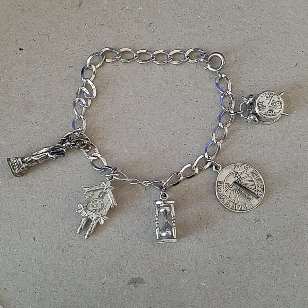 Sterling Silver 5 Piece Charm Bracelet
